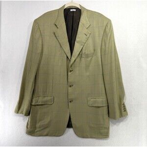 Brioni Blazer Men 44R Green Plaid Wool Silk Sport Coat Piuma Italy Sports Coat